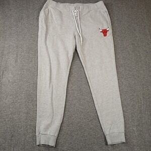 NBA Chicago Bulls Sweatpants Mens XL Grey Lace Up Joggers Basketball Athletic